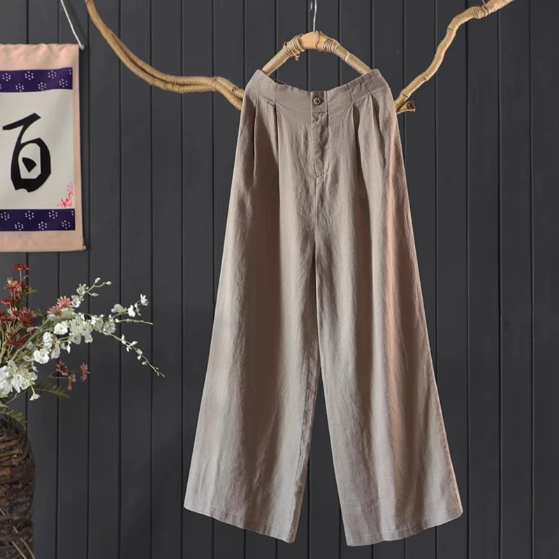 100% Linen Wide Leg Pants Women New Arrival 2025 Summer Vintage Style Solid Color Loose Female Casual Trousers M1754
100% Linen Wide Leg Pants Women New Arrival 2025 Summer Vintage Style Solid Color Loose Female Casual Trousers M1754