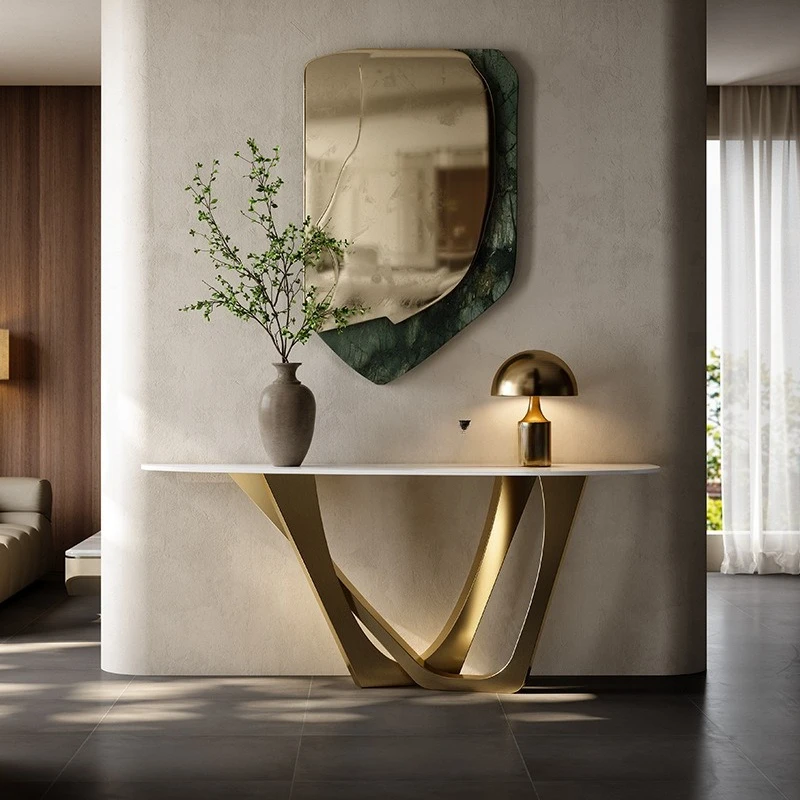 entrance Entry door against the wall Extremely narrow decorative table Large flat modern light luxury entrance table 
entrance Entry door against the wall Extremely narrow decorative table Large flat modern light luxury entrance table