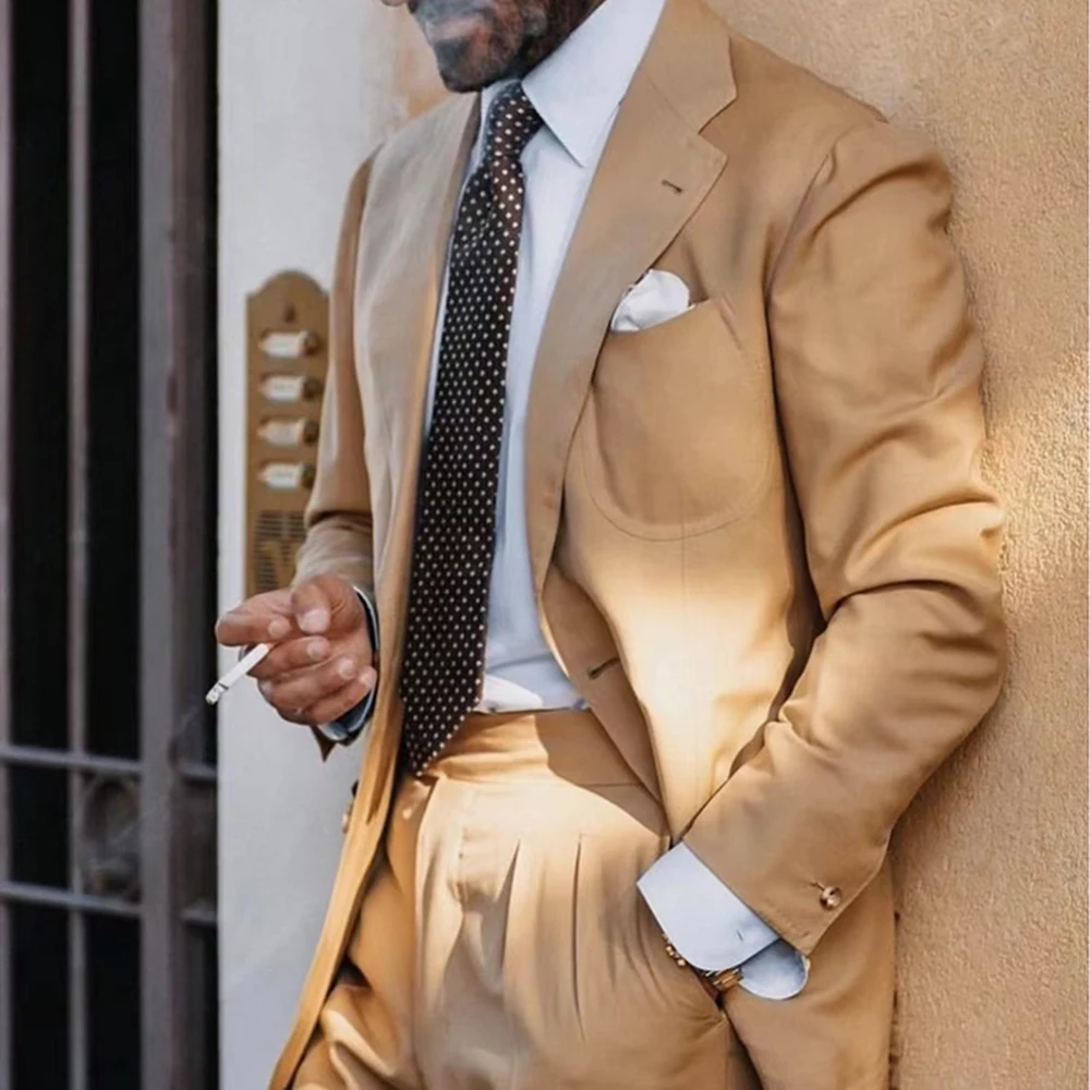 Khaki Men Suits Two Piece Single Breasted Notched Lapel Male Suit Slim Casual Daily Formal Party Wedding Costume Homme 2025
Khaki Men Suits Two Piece Single Breasted Notched Lapel Male Suit Slim Casual Daily Formal Party Wedding Costume Homme 2025