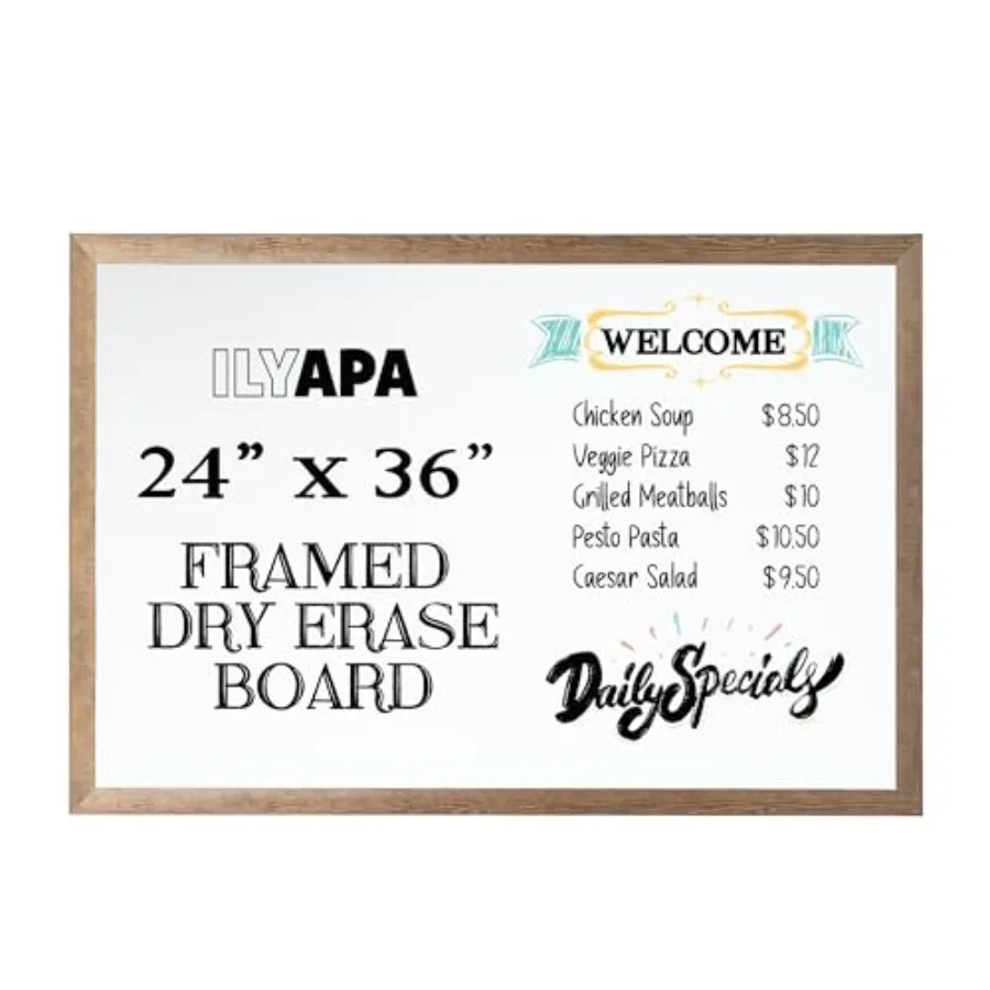 Extra Large Dry Erase Board for Wall - Wood Framed Magnetic White Board - 24 x 36 Inch Decorative Wall Hanging Menu
Extra Large Dry Erase Board for Wall - Wood Framed Magnetic White Board - 24 x 36 Inch Decorative Wall Hanging Menu