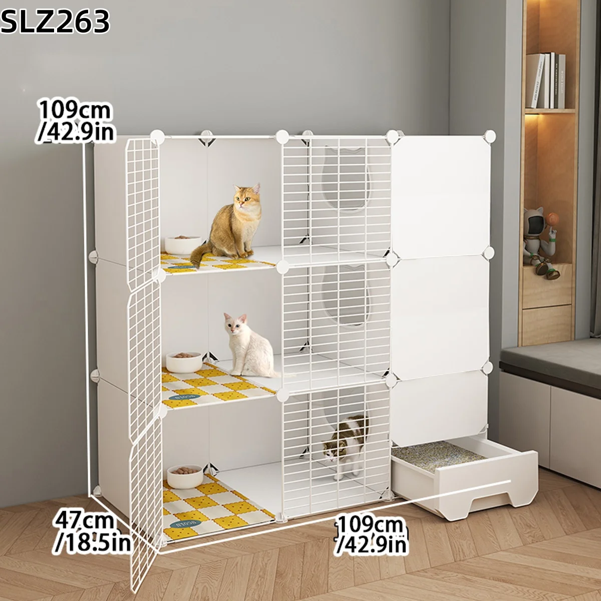 Detachable Kitten House with Drawer-Style Litter Box, Three-Tier Plastic Pet Cage Suitable for Multiple Kittens, Easy to Clean and Assemble
Detachable Kitten House with Drawer-Style Litter Box, Three-Tier Plastic Pet Cage Suitable for Multiple Kittens, Easy to Clean and Assemble