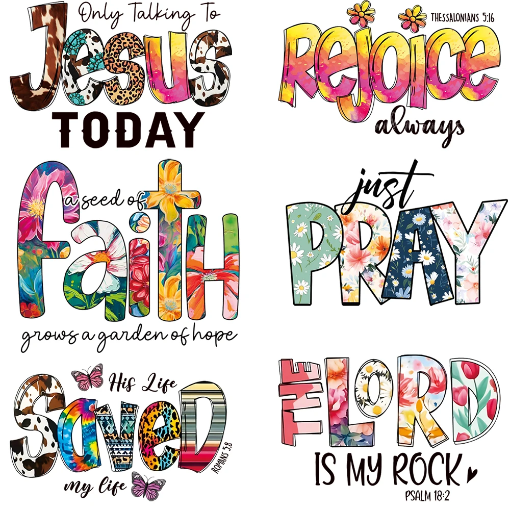 6-piece set of vibrant multi-color Jesus Iron On heat transfer vinyl decals - easy to iron, washable, durable, suitable for DIY
6-piece set of vibrant multi-color Jesus Iron On heat transfer vinyl decals - easy to iron, washable, durable, suitable for DIY