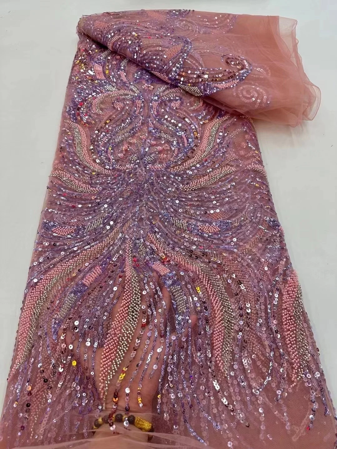 New African Beaded Lace Fabric High Quality French Luxury Beads Lace Nigerian Sequins Tulle Lace Fabric For Wedding Party Dress
New African Beaded Lace Fabric High Quality French Luxury Beads Lace Nigerian Sequins Tulle Lace Fabric For Wedding Party Dress