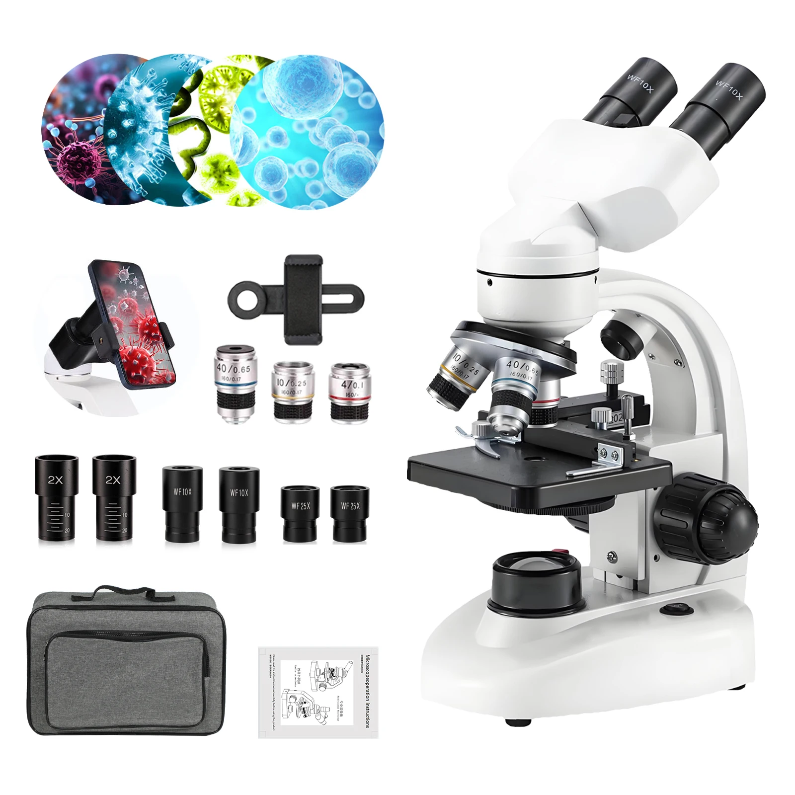 Biological Double Eyepiece Microscope 2000x Magnification for Viewing Fungi Microorganisms Plant And Animal Cells Ideal for Stud
Biological Double Eyepiece Microscope 2000x Magnification for Viewing Fungi Microorganisms Plant And Animal Cells Ideal for Stud