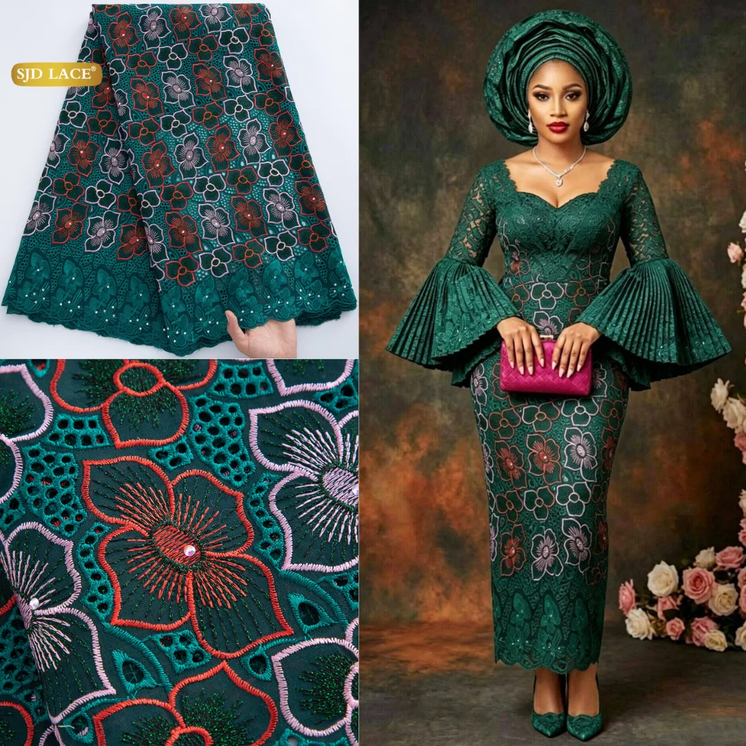 SJD LACE 5Yards African Cotton Lace Swiss Voile Lace Fabrics 2026 High Quality Nigerian Lace for Women Party Wedding Sew 4868
SJD LACE 5Yards African Cotton Lace Swiss Voile Lace Fabrics 2026 High Quality Nigerian Lace for Women Party Wedding Sew 4868