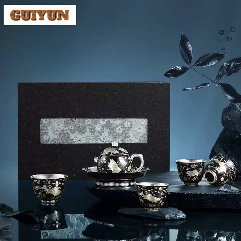 Fish And Algae Patterned Teapot Set Boutique Gilt Silver Master Cups Set Vintage Tea Ceremony Set 1 Pot 4 Cups Tea Services Gift
Fish And Algae Patterned Teapot Set Boutique Gilt Silver Master Cups Set Vintage Tea Ceremony Set 1 Pot 4 Cups Tea Services Gift