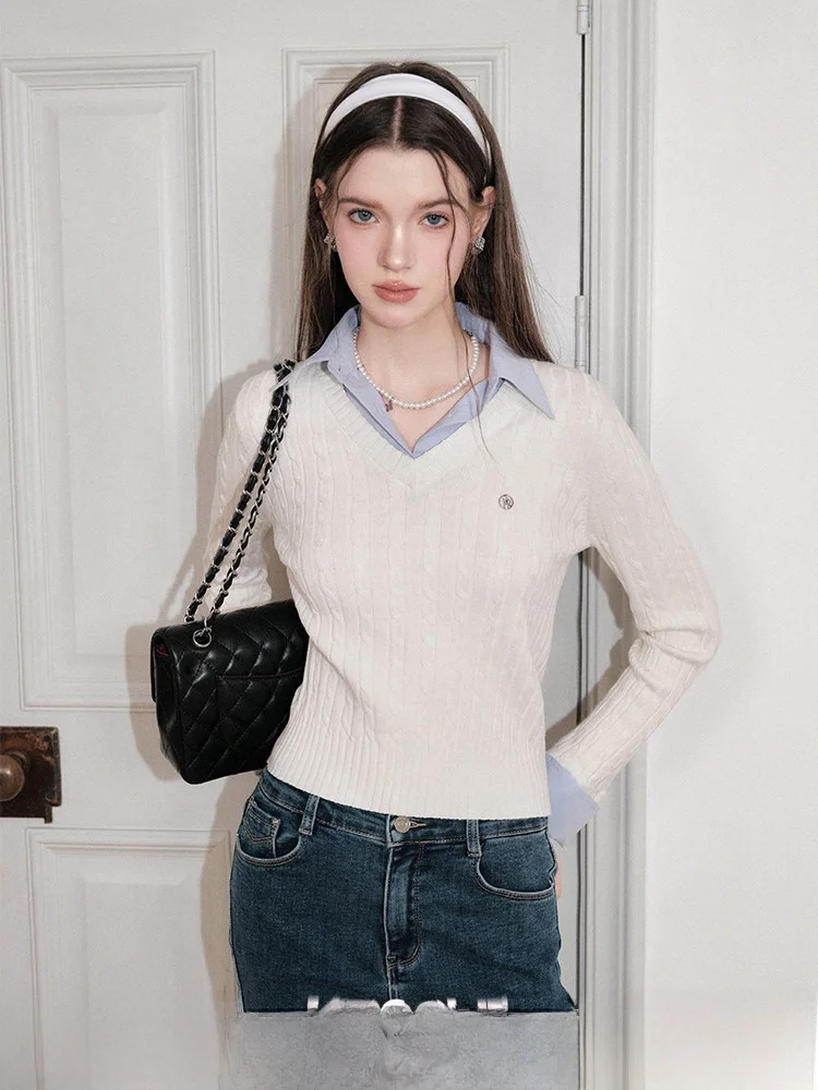 Lazy Old Money Sle Knitted Sweater Top Inner Wear Fake Two-Piece Knitwear ort Length Long Sve Color Commute Sle
Lazy Old Money Sle Knitted Sweater Top Inner Wear Fake Two-Piece Knitwear ort Length Long Sve Color Commute Sle