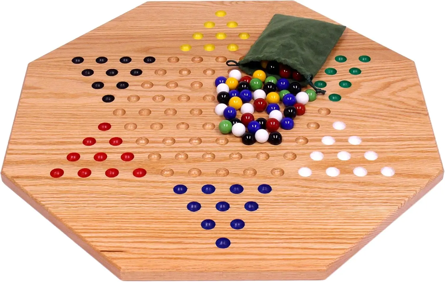 Oak Wooden Chinese Checkers Board Game Set, Hand-Painted, 19' Wide
Oak Wooden Chinese Checkers Board Game Set, Hand-Painted, 19' Wide