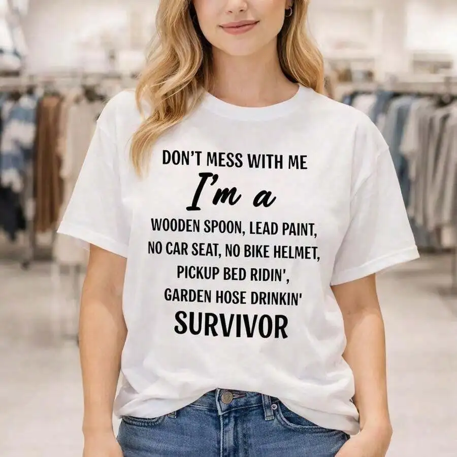 Womens Cotton Graphic Tee Dont Mess With Me Wooden Spoon Lead Paint Survivor Print Crew Neck Short Sleeve Casual Top
Womens Cotton Graphic Tee Dont Mess With Me Wooden Spoon Lead Paint Survivor Print Crew Neck Short Sleeve Casual Top