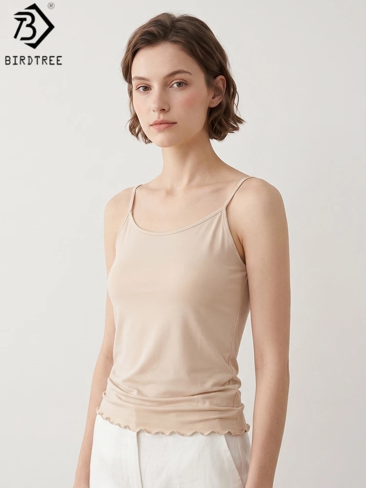 Birdtree, 100% Real Silk Solid Tank Top, Sleeveless Sling Vest, Women's Knitted Adjustable Soft Vest, 2026 Summer New T65913JF
Birdtree, 100% Real Silk Solid Tank Top, Sleeveless Sling Vest, Women's Knitted Adjustable Soft Vest, 2026 Summer New T65913JF