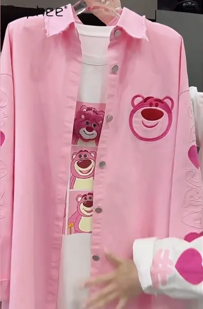 Весенне-осенняя джинсовая рубашка с длинными рукавами и вышивкой в виде сердца для тяжелой промышленности для женщин, свободная повседневная милая куртка средней длины 
Весенне-осенняя джинсовая рубашка с длинными рукавами и вышивкой в виде сердца для тяжелой промышленности для женщин, свободная повседневная милая куртка средней длины