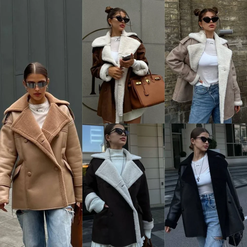 Winter Autumn 2025 Women's Jackets Thick Warm Solid Suede Reversible Jacket Motorcycle Outer Coat Loose Female Overcoat
Winter Autumn 2025 Women's Jackets Thick Warm Solid Suede Reversible Jacket Motorcycle Outer Coat Loose Female Overcoat