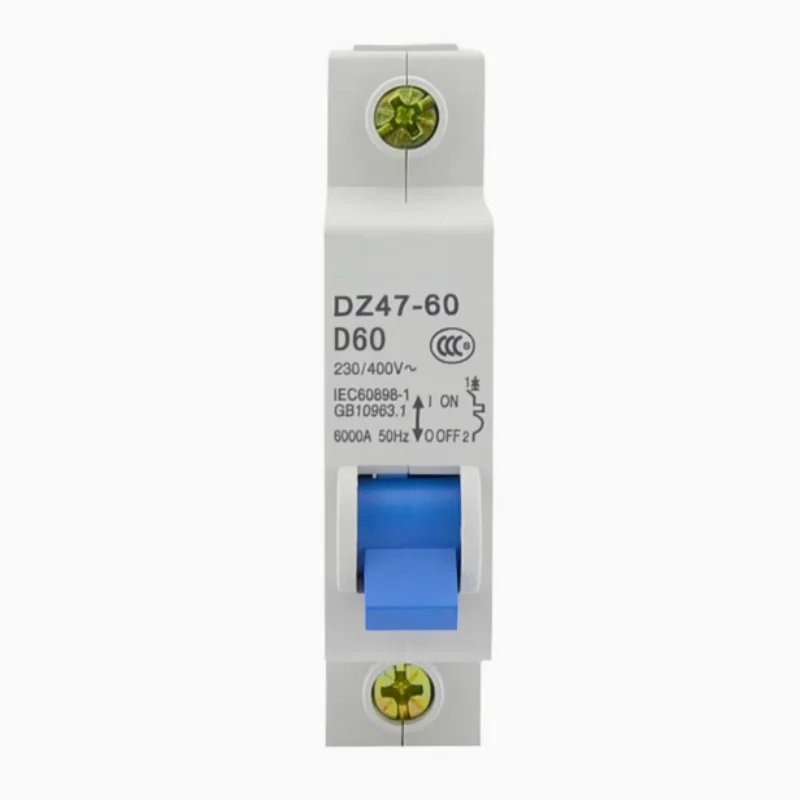1PCS DZ47-60 1P AC230/400V 1A 2A 3A 6A 10A 16A 20A 25A 32A 40A 50A 60A Rated Current 1 Pole Miniature Circuit Breaker
1PCS DZ47-60 1P AC230/400V 1A 2A 3A 6A 10A 16A 20A 25A 32A 40A 50A 60A Rated Current 1 Pole Miniature Circuit Breaker