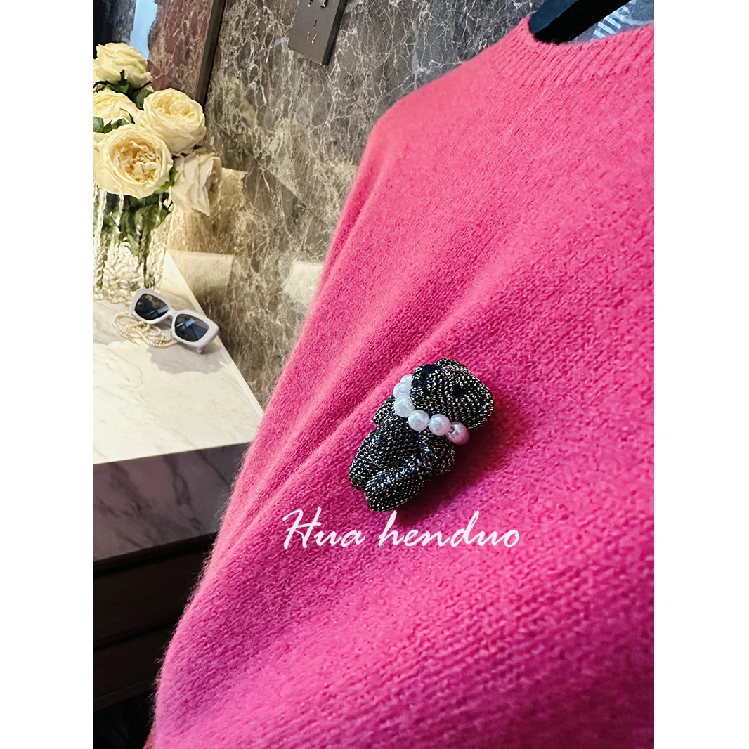 Ретро-свитер из шерсти с жемчужным мишкой, круглый вырез, приятный к телу, женский вязаный джемпер, винтажный, с 3D-принтом, Pure Online
Ретро-свитер из шерсти с жемчужным мишкой, круглый вырез, приятный к телу, женский вязаный джемпер, винтажный, с 3D-принтом, Pure Online