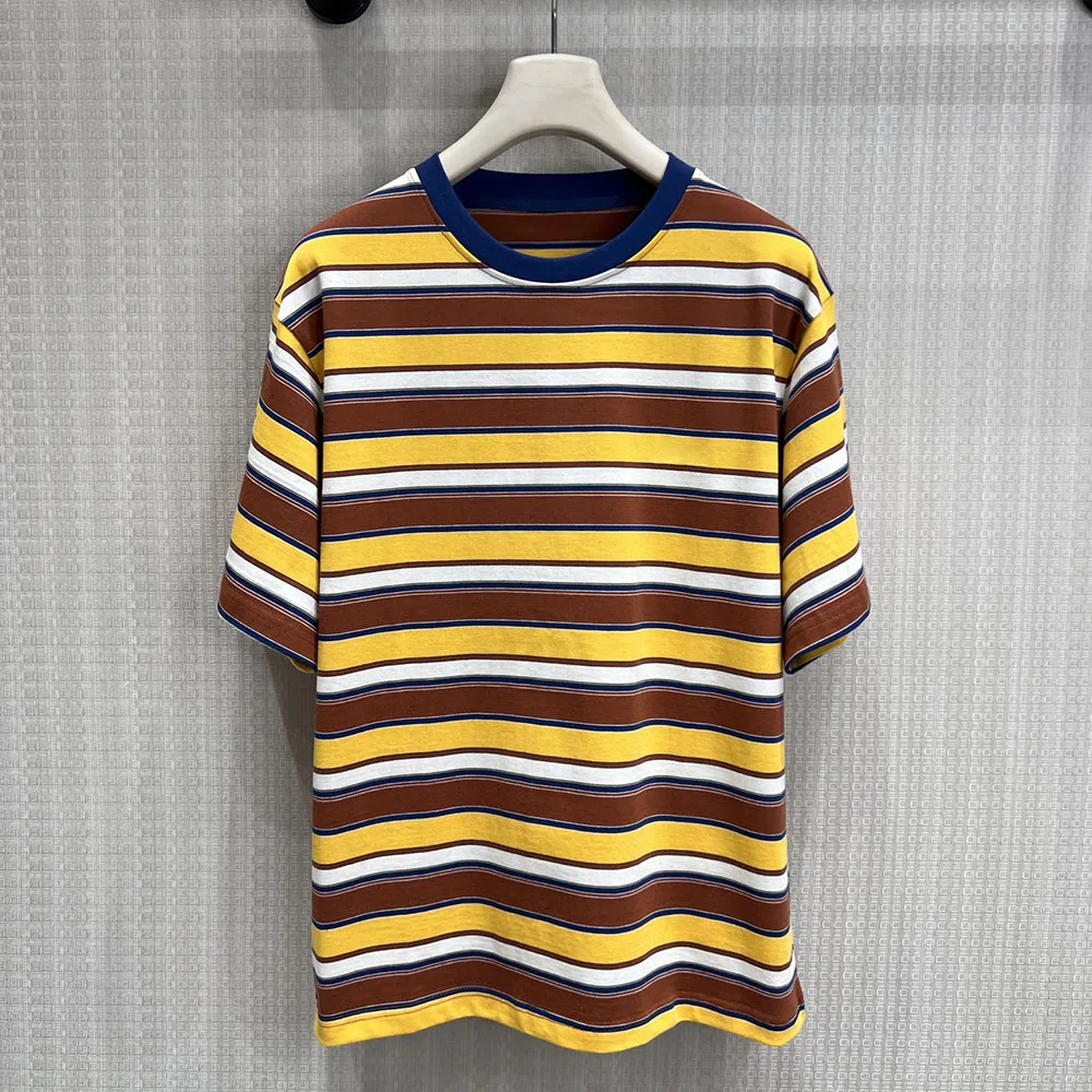 High-quality 2026 women's striped short-sleeved top, with yellow and brown contrasting colors, trendy and casual style xy150470
High-quality 2026 women's striped short-sleeved top, with yellow and brown contrasting colors, trendy and casual style xy150470