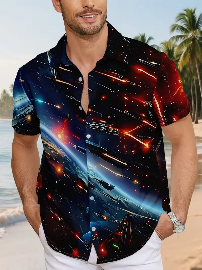 Men's Green Glitter Star Print Hawaiian Shirt Casual Short Sleeve Button Down Beach Vacation Shirts Streetwear Top For Party
Men's Green Glitter Star Print Hawaiian Shirt Casual Short Sleeve Button Down Beach Vacation Shirts Streetwear Top For Party