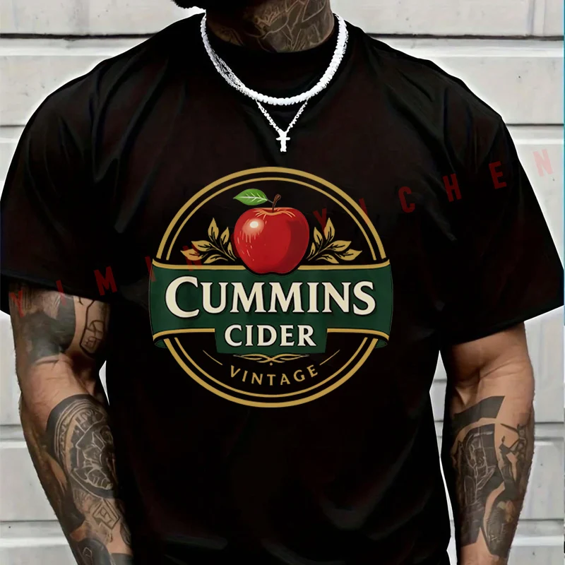 Motorbike Men TShirt Casual CUMMINS CIDER Features A Stylish Circular Emblem With Gold & Green T-shirt Short Sleeve Summer Tops
Motorbike Men TShirt Casual CUMMINS CIDER Features A Stylish Circular Emblem With Gold & Green T-shirt Short Sleeve Summer Tops