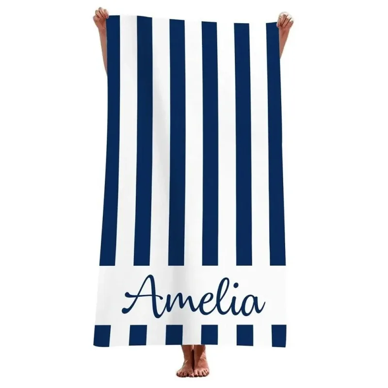 Name Beach Towel Navy Stripe Polyester Bath Towel Quick Dry Sandproof Large Blanket for Summer Vacation Seaside Gift Towel
Name Beach Towel Navy Stripe Polyester Bath Towel Quick Dry Sandproof Large Blanket for Summer Vacation Seaside Gift Towel