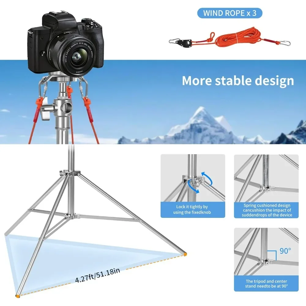 US Shipping 24ft Telescoping Camera Tripod Stand Heavy Duty Stainless Steel with 3 Guy Wires 1/4 3/8 Screw Adapter for Aerial
US Shipping 24ft Telescoping Camera Tripod Stand Heavy Duty Stainless Steel with 3 Guy Wires 1/4 3/8 Screw Adapter for Aerial