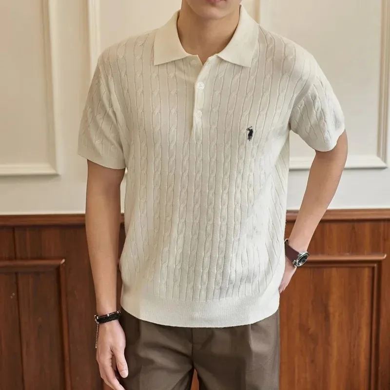 High end luxury brand knitted T-shirt men's lapel top summer trend designer pony embroidery golf casual short sleeve polo shirt
High end luxury brand knitted T-shirt men's lapel top summer trend designer pony embroidery golf casual short sleeve polo shirt