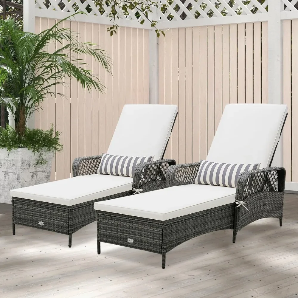 2PCS Patio Rattan Chaise Lounge, Outdoor PE Wicker with Adjustable Backrest, Removable Cushion & Pillow, Reclining Chaise Lounge
2PCS Patio Rattan Chaise Lounge, Outdoor PE Wicker with Adjustable Backrest, Removable Cushion & Pillow, Reclining Chaise Lounge