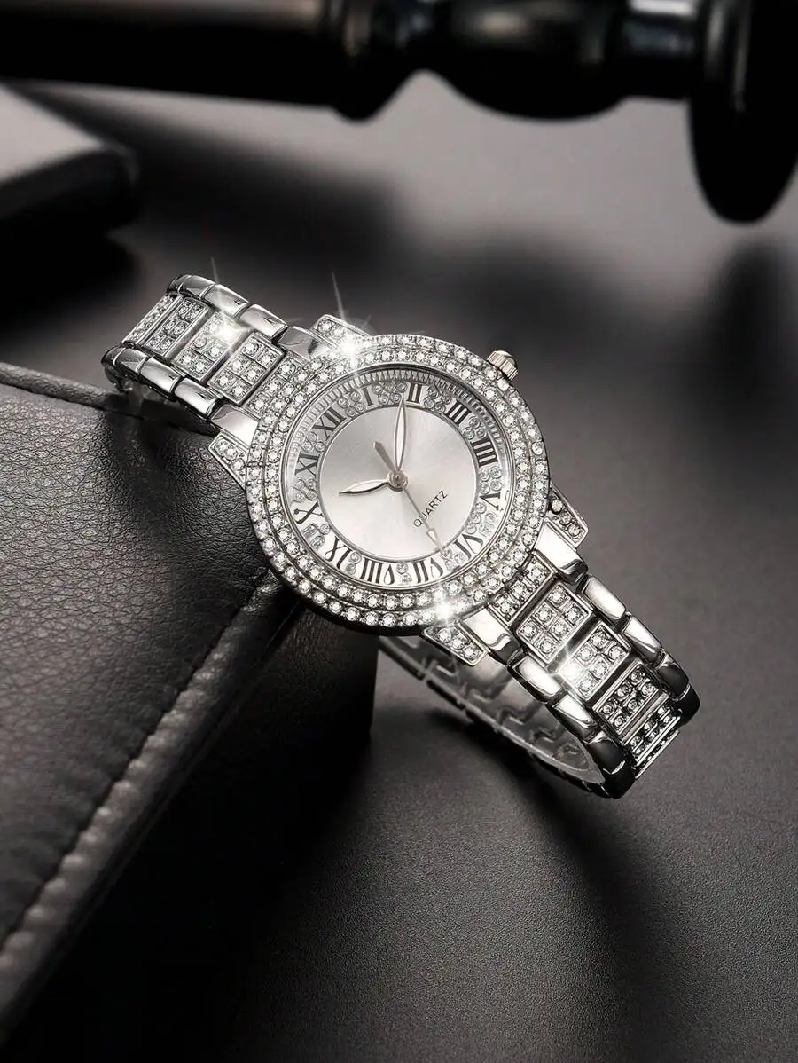 Luxury Women Stainless Steel Watch With Roman Numerals Dial And Crystal Accents
Luxury Women Stainless Steel Watch With Roman Numerals Dial And Crystal Accents