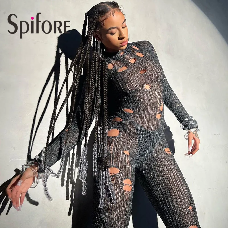 Spifore Chic Hole Knitted Women Jumpsuits Long Sleeve Hollow Out Bodycon Casual Rompers Fashion Streetwear One Piece Overalls
Spifore Chic Hole Knitted Women Jumpsuits Long Sleeve Hollow Out Bodycon Casual Rompers Fashion Streetwear One Piece Overalls