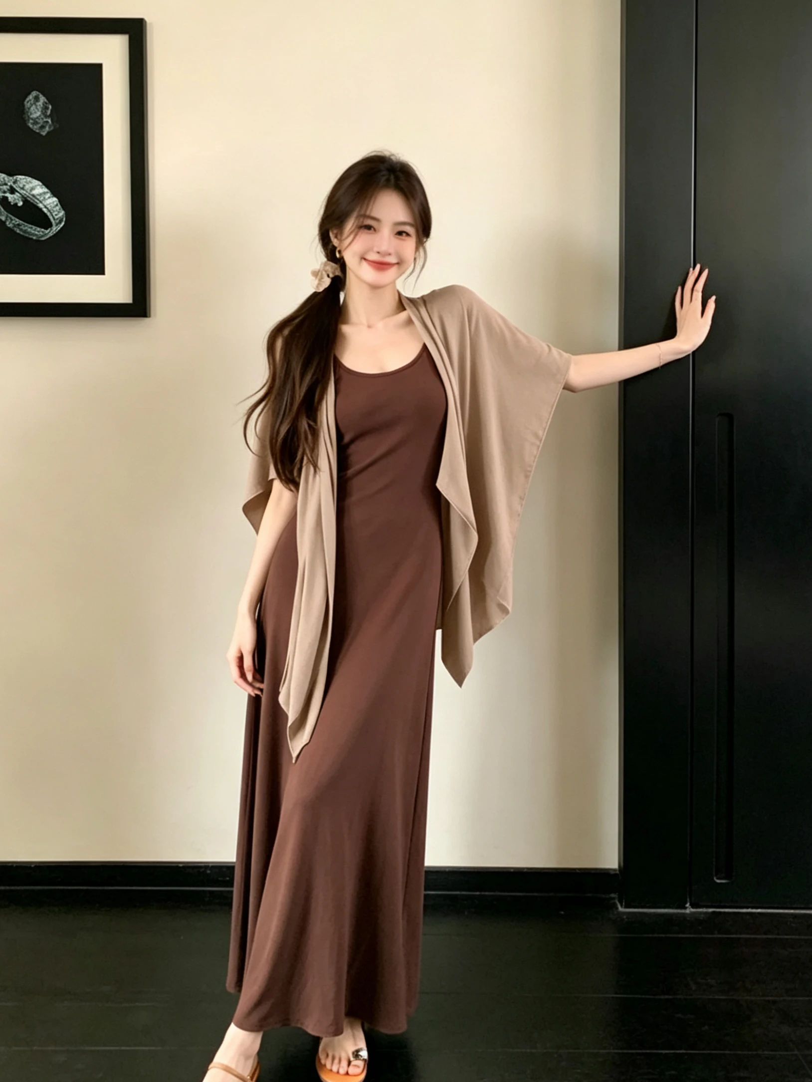 Elegant Loose Summer Outfit Women's High Waist Pure Color Dress And Shoulder Shawl Two Piece Set Comfortable V Neck Gown
Elegant Loose Summer Outfit Women's High Waist Pure Color Dress And Shoulder Shawl Two Piece Set Comfortable V Neck Gown