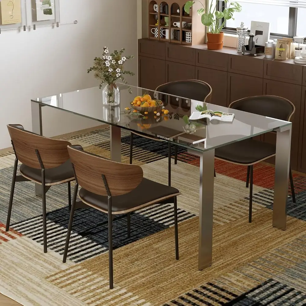 Clear Tempered Glass Dining Table for 6-8, Modern Transparent Top with Metal Legs, Minimalist Kitchen & Dining Room Furniture
Clear Tempered Glass Dining Table for 6-8, Modern Transparent Top with Metal Legs, Minimalist Kitchen & Dining Room Furniture