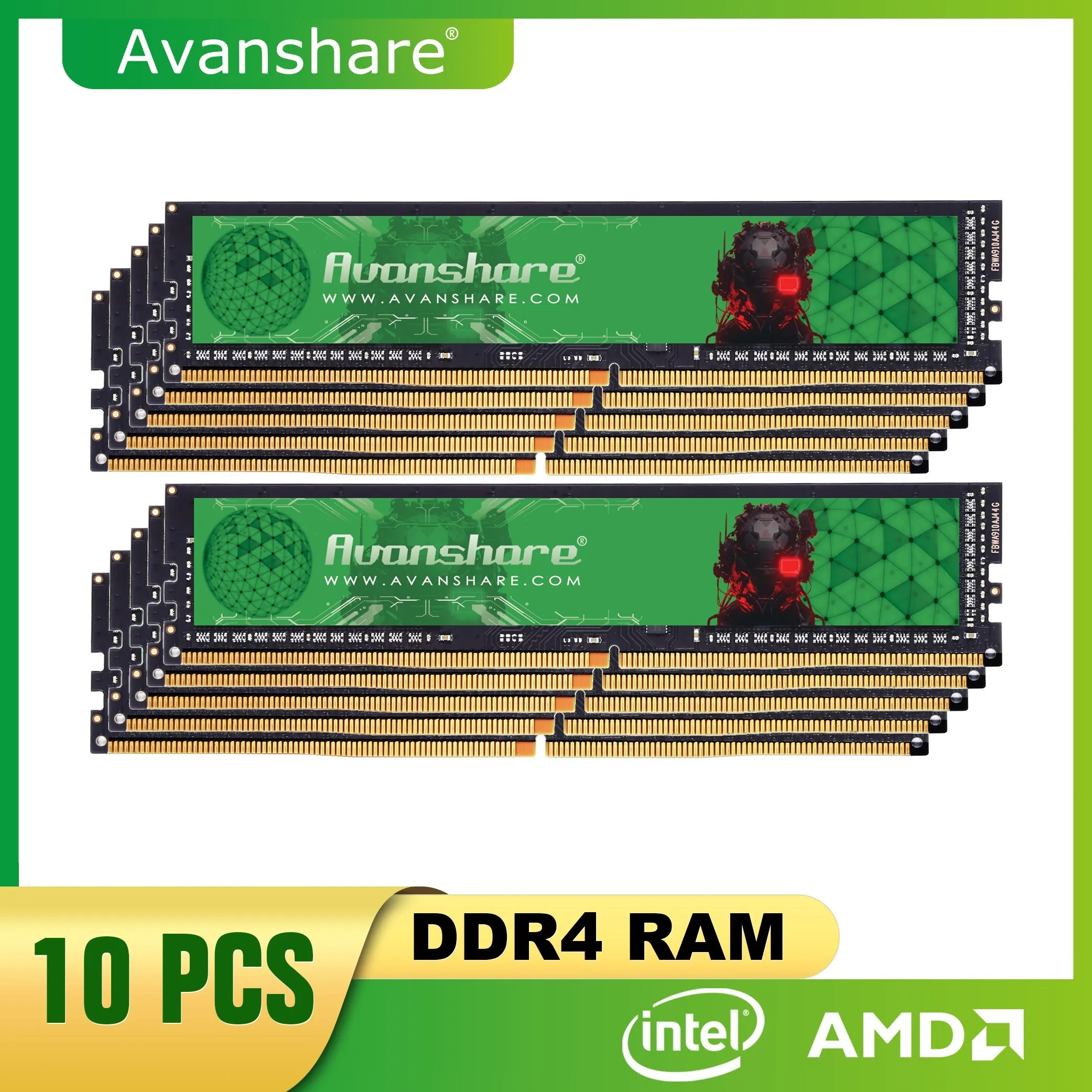 10Pcs Avanshare Ram Memory DDR4 32GB 16GB 8GB 2400MHz 2666MHz 3200MHz Desktop Computer Rams Support Intel AMD PC Motherboards
10Pcs Avanshare Ram Memory DDR4 32GB 16GB 8GB 2400MHz 2666MHz 3200MHz Desktop Computer Rams Support Intel AMD PC Motherboards