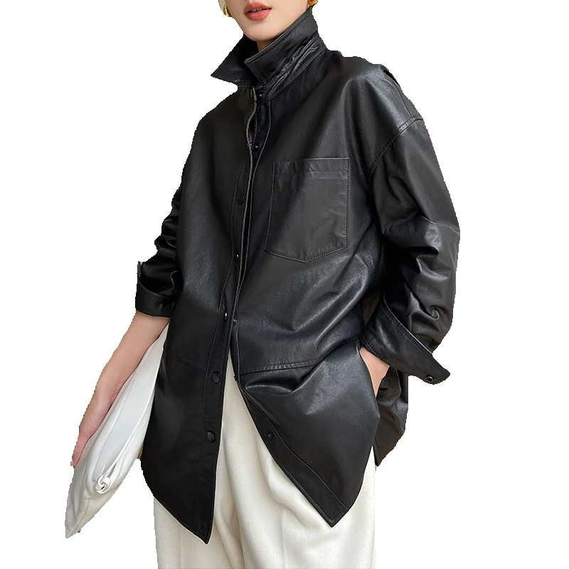 Spring New Plant Tanned Sheepskin Women's Long Shirt Collar With Genuine Leather Casual Jacket Coat
Spring New Plant Tanned Sheepskin Women's Long Shirt Collar With Genuine Leather Casual Jacket Coat