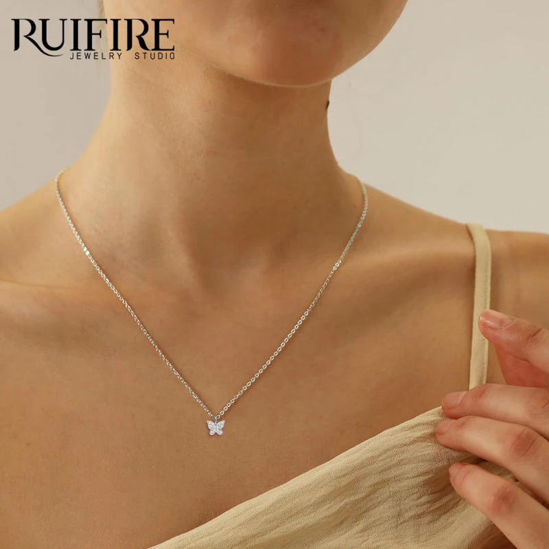 RUIFIRE S925 Silver Butterfly Pendant Necklace White Gold Plated Moissanite Chain Necklace Women Girl Party Daily Wear Jewelry
RUIFIRE S925 Silver Butterfly Pendant Necklace White Gold Plated Moissanite Chain Necklace Women Girl Party Daily Wear Jewelry