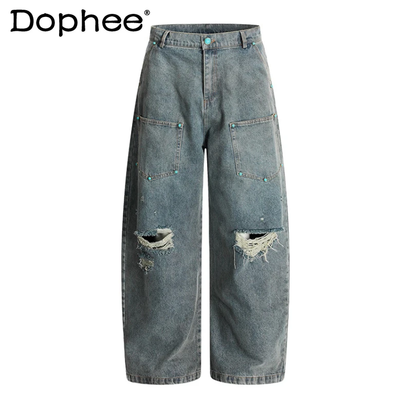 Men Women 2025 Summer New Loose Denim Trousers Male Straight Design Denim Long Pants American Style Retro Hole Pocket Chic Jeans
Men Women 2025 Summer New Loose Denim Trousers Male Straight Design Denim Long Pants American Style Retro Hole Pocket Chic Jeans