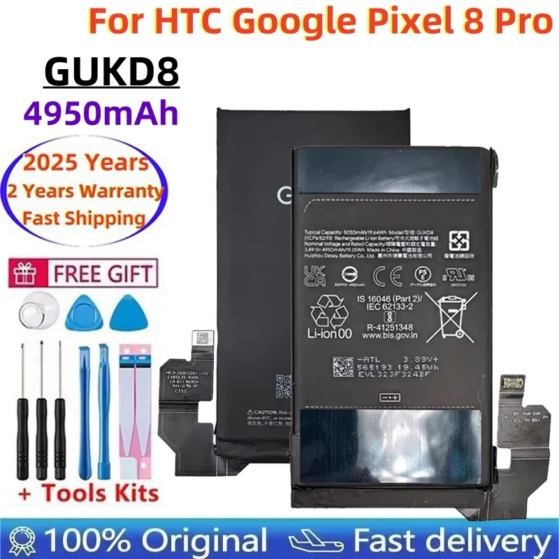 100% Original 4950mAh Replace Battery GUKD8 For Google Pixel 8P Pixel 8 Pro Phone Batteries Fast Shipping
100% Original 4950mAh Replace Battery GUKD8 For Google Pixel 8P Pixel 8 Pro Phone Batteries Fast Shipping