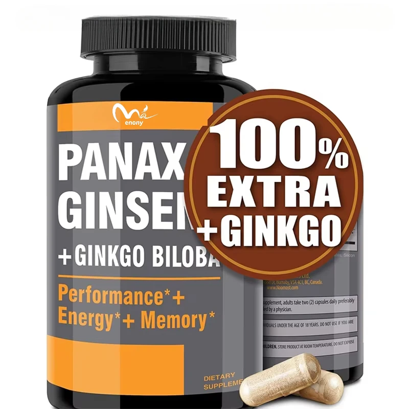 Korean Red Ginseng+Ginkgo Leaf Capsules, Ginseng Root Extract Powder 1000mg (10% Ginsenoside)+Ginkgo Leaf 60mg
Korean Red Ginseng+Ginkgo Leaf Capsules, Ginseng Root Extract Powder 1000mg (10% Ginsenoside)+Ginkgo Leaf 60mg