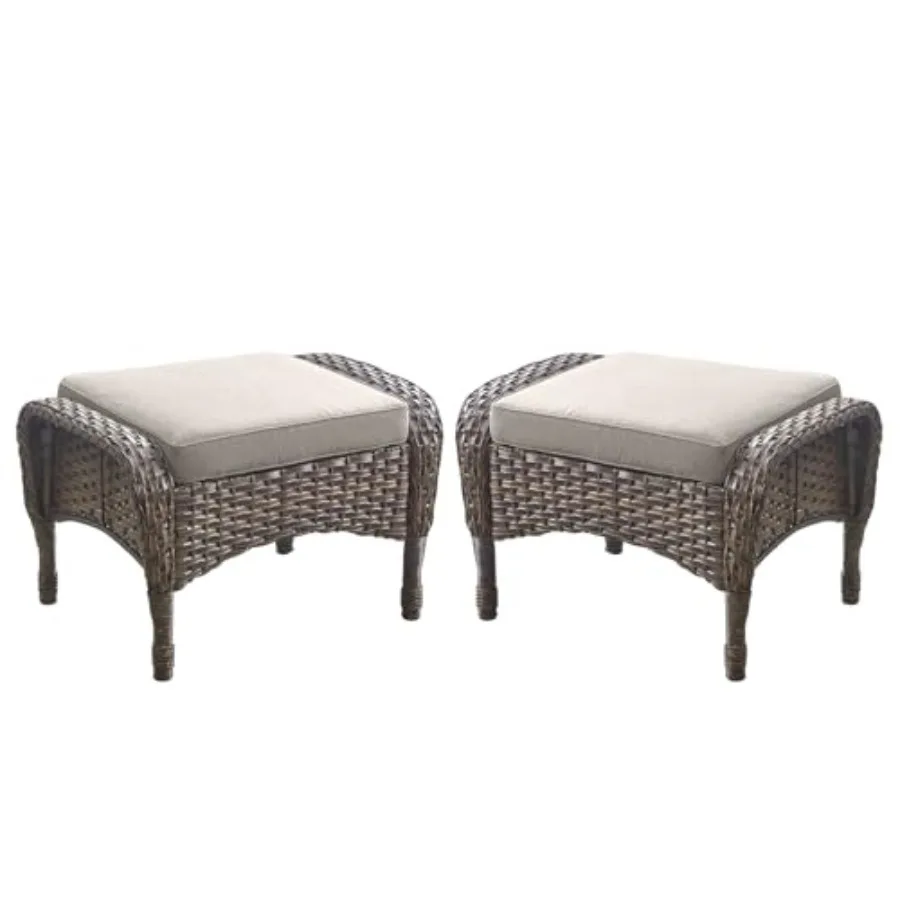 Outdoor Ottomans Patio Footrest Set of 2 - High Back Comfortable Brown Wicker Rattan Steel Frame Footstool Additional Bench Sid
Outdoor Ottomans Patio Footrest Set of 2 - High Back Comfortable Brown Wicker Rattan Steel Frame Footstool Additional Bench Sid