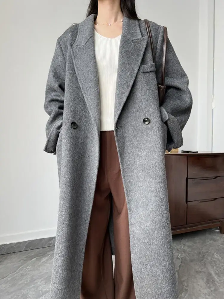 Office Lady Woolen Jackets 2024 Autumn And Winter Suit Collar Double Breasted loose Long Women's 100% Wool Coats
Office Lady Woolen Jackets 2024 Autumn And Winter Suit Collar Double Breasted loose Long Women's 100% Wool Coats