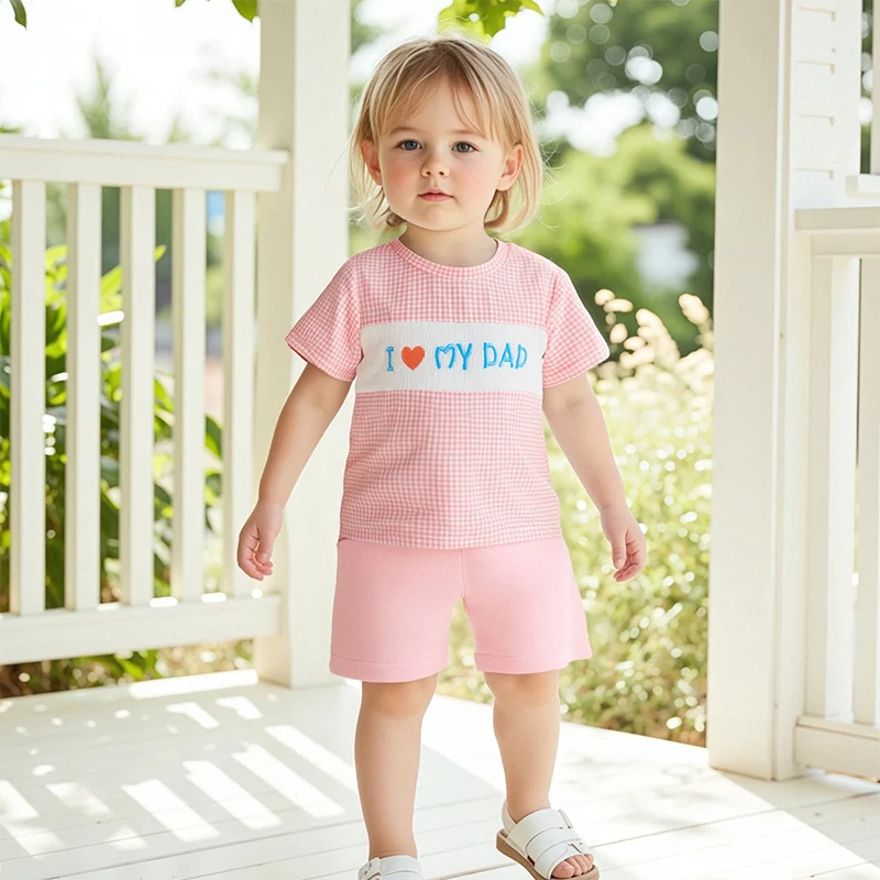 Infant Summer Clothes Set with Cute Embroidered Letters and Stylish Plaid Print Short Sleeve T-Shirt and Solid Shorts for
Infant Summer Clothes Set with Cute Embroidered Letters and Stylish Plaid Print Short Sleeve T-Shirt and Solid Shorts for