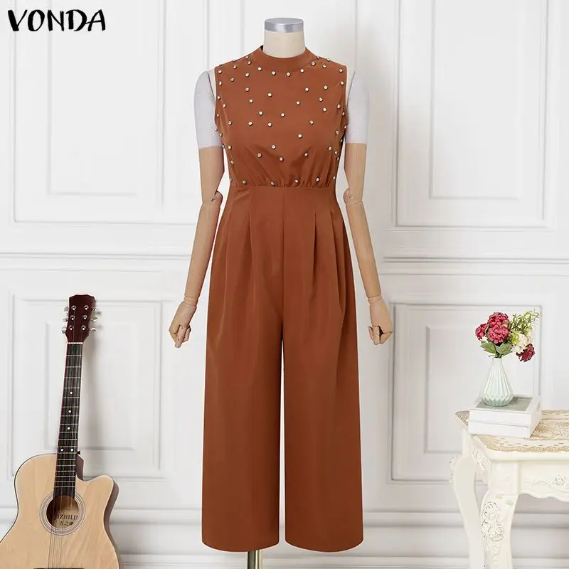 Fashion Summer Sleeveless Women Jumpsuits VONDA Solid Color Wide Leg Pants Elegant OL Work Party Overalls Playsuits Streetwear
Fashion Summer Sleeveless Women Jumpsuits VONDA Solid Color Wide Leg Pants Elegant OL Work Party Overalls Playsuits Streetwear