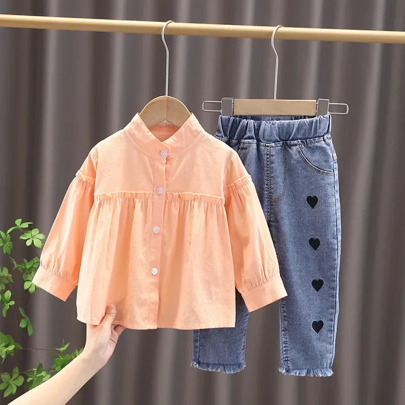 GirlsTwo-piece for 1-5 Years Olds Single Breasted Long Sleeved Shirt Embroidered Jeans Set
GirlsTwo-piece for 1-5 Years Olds Single Breasted Long Sleeved Shirt Embroidered Jeans Set