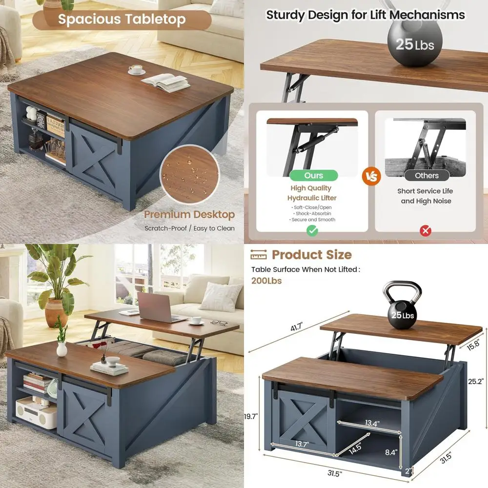 Large Blue Storage Coffee Table with Adjustable Shelves for Living Room
Large Blue Storage Coffee Table with Adjustable Shelves for Living Room