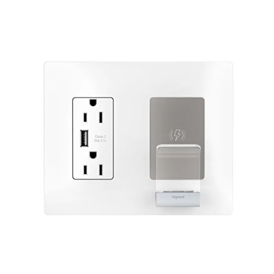 Wireless USB charger for home/office use white polycarbonate housing 15A tamper-resistant outlets + Qi-compatible USB port slee
Wireless USB charger for home/office use white polycarbonate housing 15A tamper-resistant outlets + Qi-compatible USB port slee