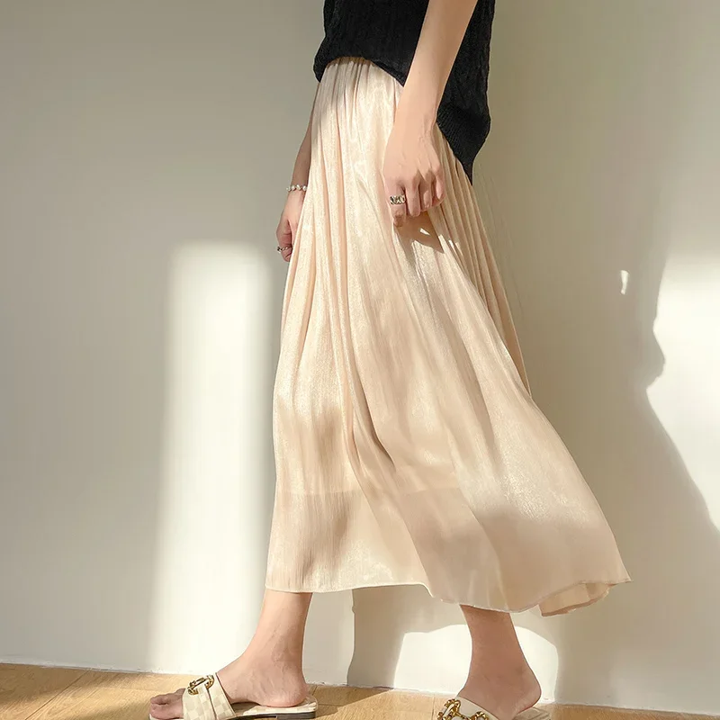 2024 Spring Summer Women New Elegant Mesh Pleated Skirt Female Solid Color Loose Skirts Ladies High Waist Casual Skirts
2024 Spring Summer Women New Elegant Mesh Pleated Skirt Female Solid Color Loose Skirts Ladies High Waist Casual Skirts