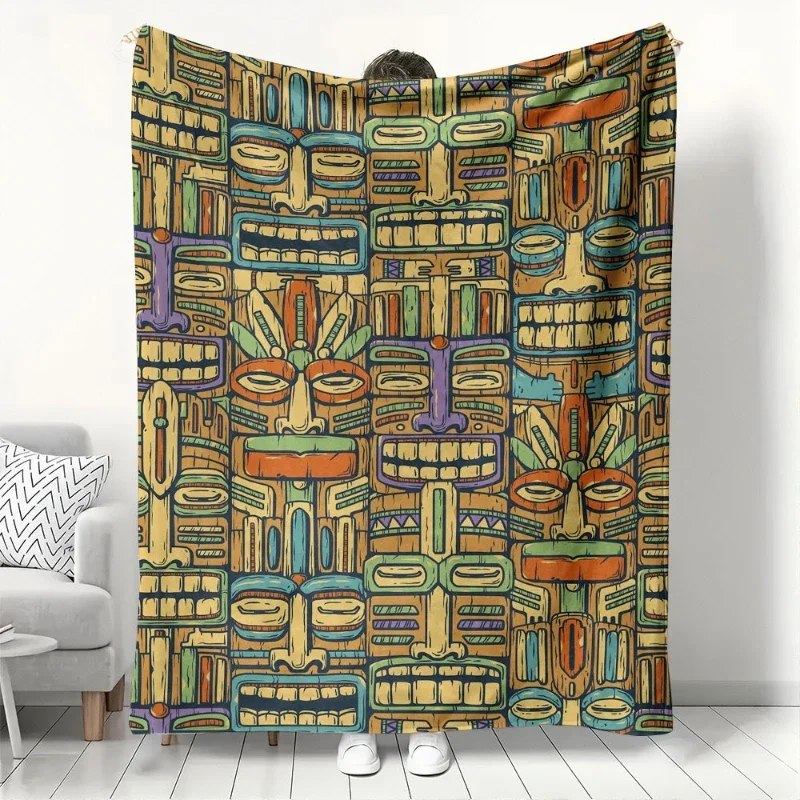 Tribal Tiki Mask Pattern Soft Flannel Throw Blanket for Bed Couch Bohemian Vintage Warm Cozy AllSeason Blanket
Tribal Tiki Mask Pattern Soft Flannel Throw Blanket for Bed Couch Bohemian Vintage Warm Cozy AllSeason Blanket