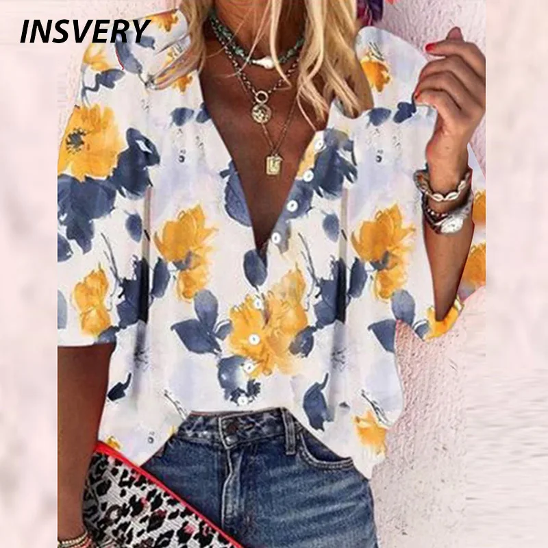 Summer Printed Turn Down Collar Long Sleeve Blouses Shirts For Women Casual Loose Button Shirt 2024
Summer Printed Turn Down Collar Long Sleeve Blouses Shirts For Women Casual Loose Button Shirt 2024