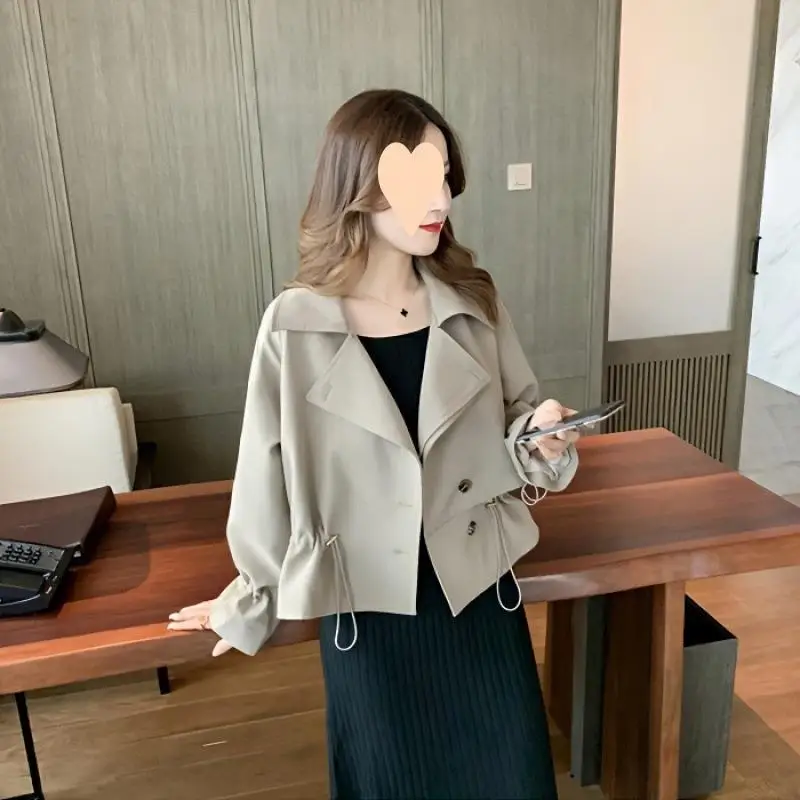 Women's Short Pure Color Windbreaker Spring Autumn New Style Drawstring Casual Fashionable Urban Design Long Sleeve Top
Women's Short Pure Color Windbreaker Spring Autumn New Style Drawstring Casual Fashionable Urban Design Long Sleeve Top