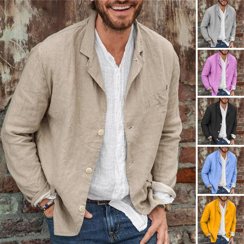 202 Men's Casual Loose Suit Jaet Spring Autumn Faion Youth Sle Pure Cotton Material American Leisure Ele Spread Co...
202 Men's Casual Loose Suit Jaet Spring Autumn Faion Youth Sle Pure Cotton Material American Leisure Ele Spread Co...