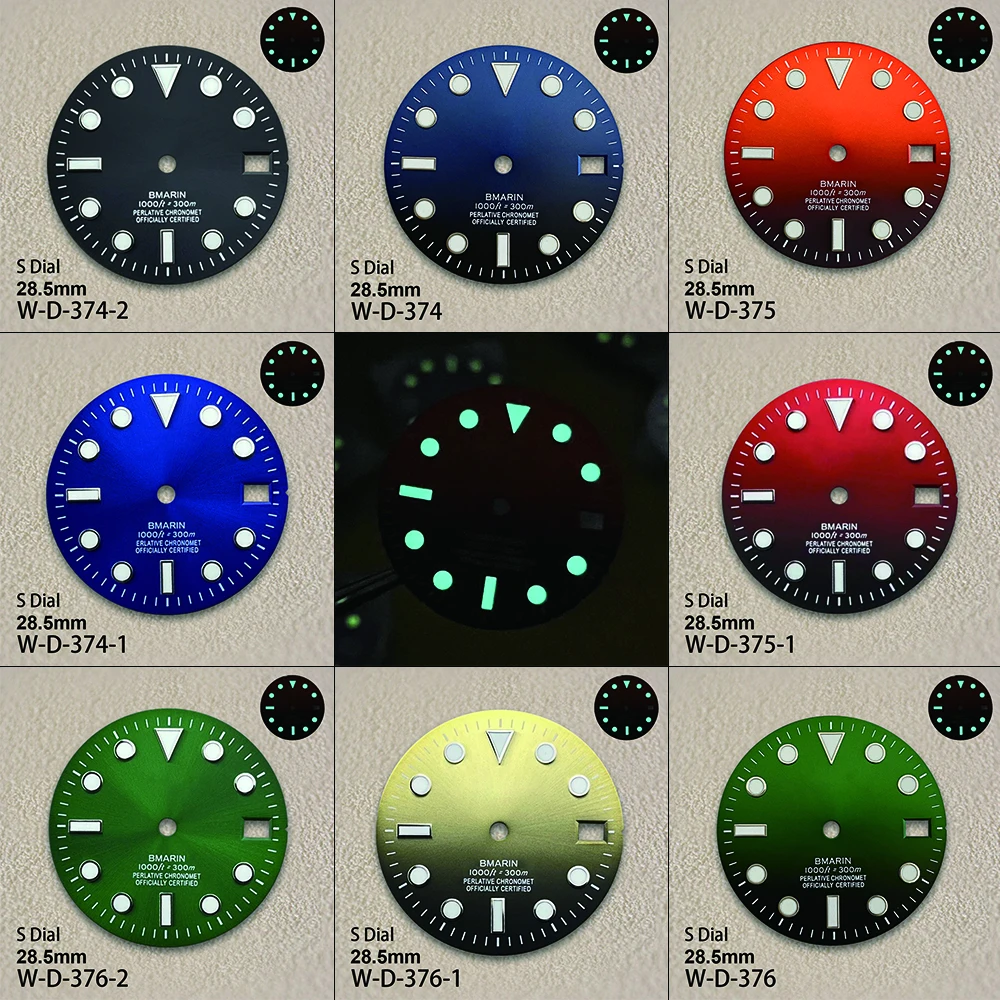 28.5mm S Logo SUB Sunburst Dial Fit NH35/NH36/4R/7S Japanese Movement Ice Blue Luminous Watch Modification Accessories
28.5mm S Logo SUB Sunburst Dial Fit NH35/NH36/4R/7S Japanese Movement Ice Blue Luminous Watch Modification Accessories
