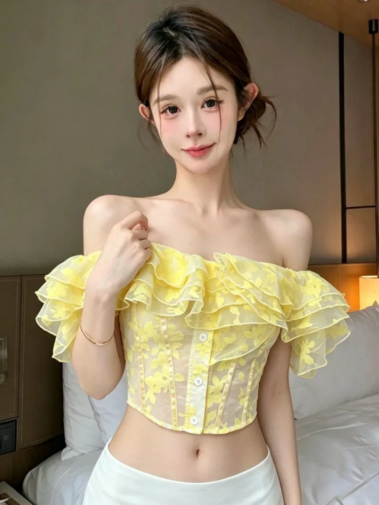 Floral Splice Lace Trim Fishbone Design Thin Pure Desire Sexy Slimming Top One Shoulder Korean Style Standard Size Breathable...
Floral Splice Lace Trim Fishbone Design Thin Pure Desire Sexy Slimming Top One Shoulder Korean Style Standard Size Breathable...