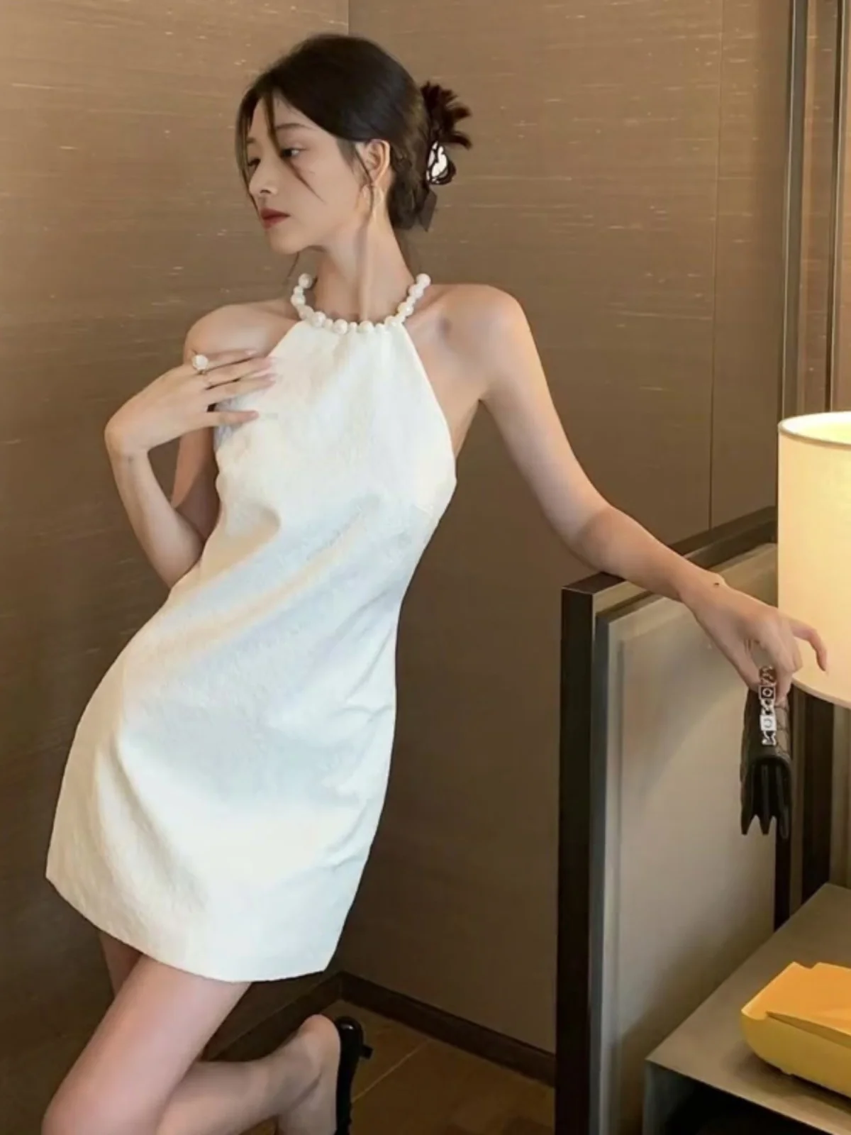 Ele Pearl Embellied White Dr Hanging Neline Birthday Gift for Women Summer A-Line Skirt Long Dr Luxury mat
Ele Pearl Embellied White Dr Hanging Neline Birthday Gift for Women Summer A-Line Skirt Long Dr Luxury mat